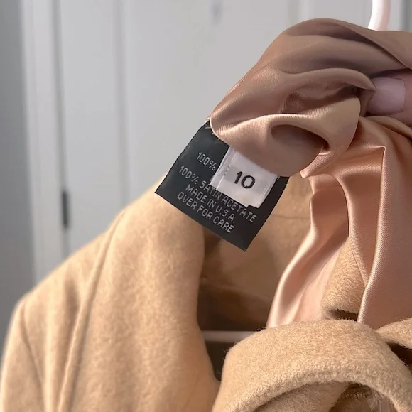 🐫J. Percy for Marvin Richards 100% Camel Hair Classic Tan Women's Pea Coat - Picture 4 of 5